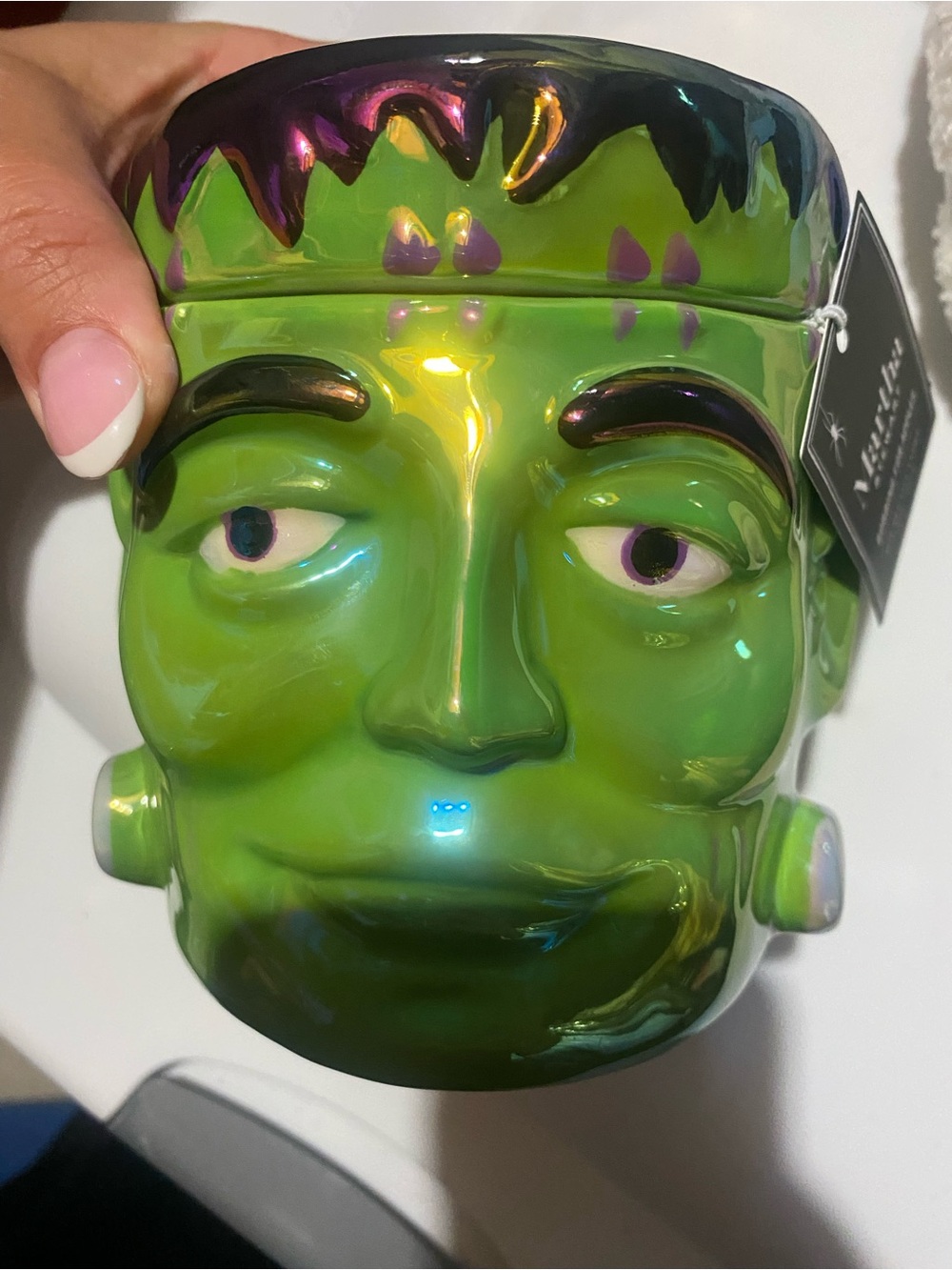Green Frankenstein Face Candle Home bobbing
 for apples scent